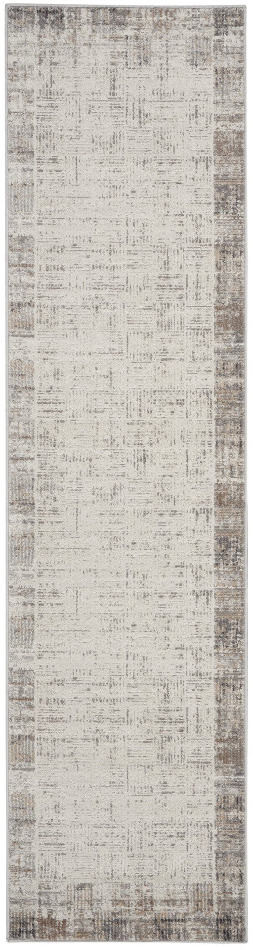 HomeRoots 20' Gray Abstract Power Loomed Runner Rug - Contemporary Style for Hallways, Entryways & More! 522078