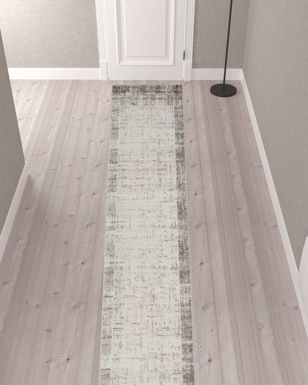 HomeRoots 20' Gray Abstract Power Loomed Runner Rug - Contemporary Style for Hallways, Entryways & More! 522078