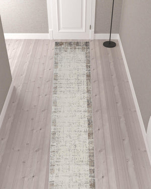 HomeRoots 20' Gray Abstract Power Loomed Runner Rug - Contemporary Style for Hallways, Entryways & More! 522078