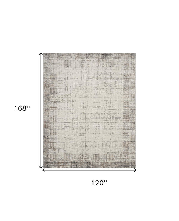 Homeroots 10' X 14' Gray Abstract Power Loom Area Rug  Polypropylene 522079