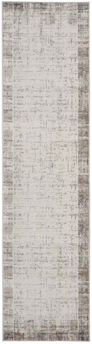 Homeroots 12' Gray Abstract Power Loom Runner Rug - Stylish, Durable Design For Home Décor And Comfort  Polypropylene 522080
