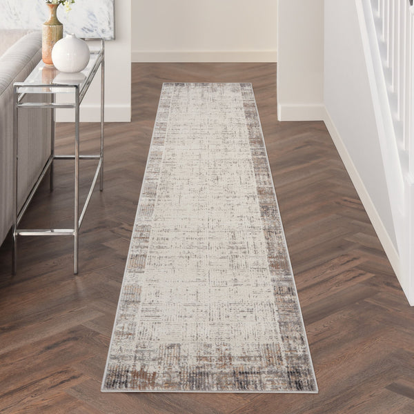 Homeroots 12' Gray Abstract Power Loom Runner Rug - Stylish, Durable Design For Home Décor And Comfort  Polypropylene 522080