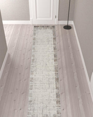 Homeroots 12' Gray Abstract Power Loom Runner Rug - Stylish, Durable Design For Home Décor And Comfort  Polypropylene 522080