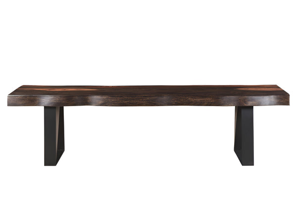 HomeRoots 68" Distressed Solid Wood Dining Bench with Black Metal Frame – Stylish, Durable Seating for Any Space 522082
