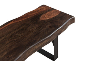 HomeRoots 68" Distressed Solid Wood Dining Bench with Black Metal Frame – Stylish, Durable Seating for Any Space 522082