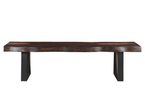 HomeRoots 68" Distressed Solid Wood Dining Bench with Black Metal Frame – Stylish, Durable Seating for Any Space 522082