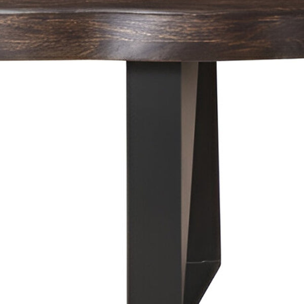 HomeRoots 68" Distressed Solid Wood Dining Bench with Black Metal Frame – Stylish, Durable Seating for Any Space 522082
