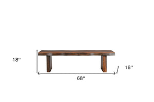 Homeroots 68" Dark Brown Solid Wood Dining Bench  Solid Wood 522083