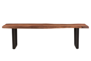 Homeroots 66" Brown And Black Solid Wood Dining Bench  Solid Wood 522084