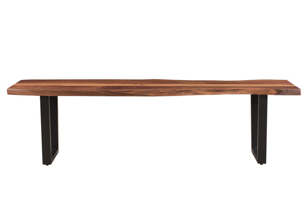 Homeroots 66" Brown And Black Solid Wood Dining Bench  Solid Wood 522084