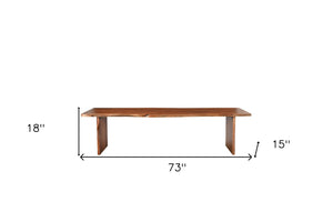 Homeroots 73" Brown Solid Wood Dining Bench  Solid Wood 522087