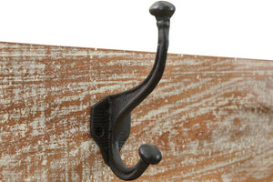 Homeroots 71" Freestanding Coat Rack With 4 Hooks, Bench, And Bottom Shelf - Rustic Chic Storage Solution   522090