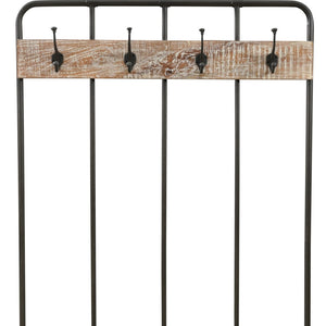 Homeroots 71" Freestanding Coat Rack With 4 Hooks, Bench, And Bottom Shelf - Rustic Chic Storage Solution   522090