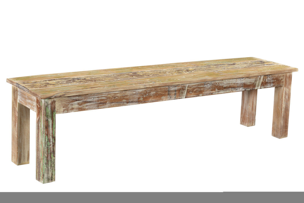 Homeroots 58" Brown Distressed Solid Wood Dining Bench  Solid Wood 522091