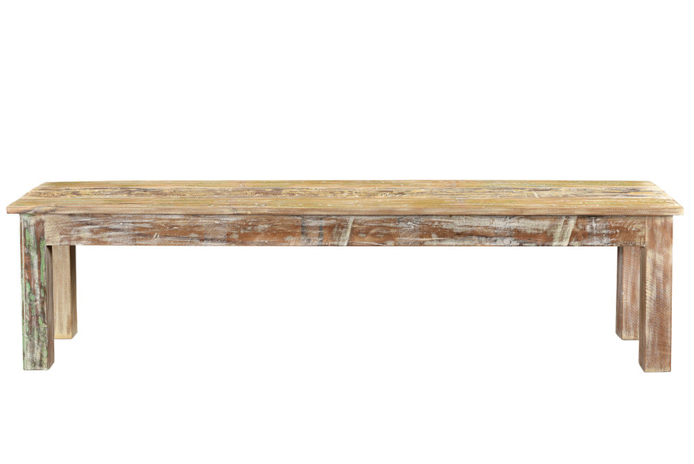 Homeroots 58" Brown Distressed Solid Wood Dining Bench  Solid Wood 522091