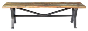 Homeroots 66" Brown And Black Distressed Reclaimed Wood Dining Bench  Solid Wood 522092