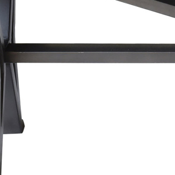 Homeroots 66" Brown And Black Distressed Reclaimed Wood Dining Bench  Solid Wood 522092