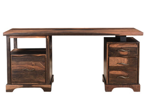 HomeRoots 68" Handcrafted Live Edge Solid Wood Writing Desk - Rustic Elegance with Four Storage Drawers 522093