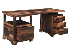 Homeroots 68" Natural Live Edge Solid Wood Writing Desk – Stylish, Durable Design With Four Hidden Drawers!   522093
