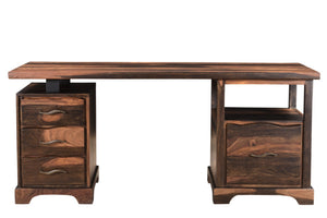 Homeroots 68" Natural Live Edge Solid Wood Writing Desk – Stylish, Durable Design With Four Hidden Drawers!   522093