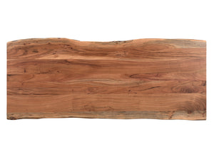 Homeroots 69" Brown Live Edge Solid Wood Writing Desk With Versatile Assembly And Ample Storage Drawers   522095