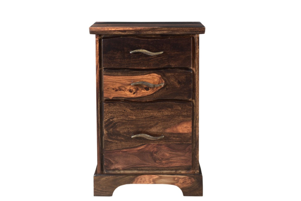 HomeRoots 30 Inch Solid Wood Live Edge Filing Cabinet with Three Drawers for Home Office 522096