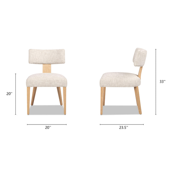 English Elm Jennifer Taylor Home - Louise Split Back Upholstered Dining Side Chair Set of 2 in Travertine Beige Chenille with Solid Rubberwood Legs and Cozy Texture B2719P269263