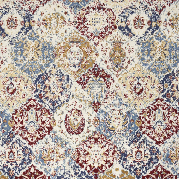 Homeroots 6' X 9' Navy Blue Damask Power Loom Distressed Area Rug  Polypropylene 522100