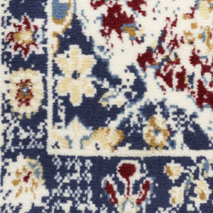 HomeRoots 8' Navy Blue Round Damask Area Rug - Elegant Design, Durable Power Loomed Construction for Any Space 7' X 10' Rectangle 522103