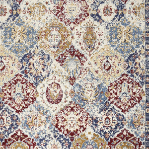 Homeroots 7' X 10' Navy Blue Damask Power Loom Distressed Area Rug  Polypropylene 522103