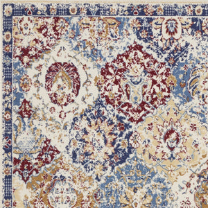 Homeroots 5' X 7' Navy Blue Damask Power Loom Distressed Area Rug  Polypropylene 522104