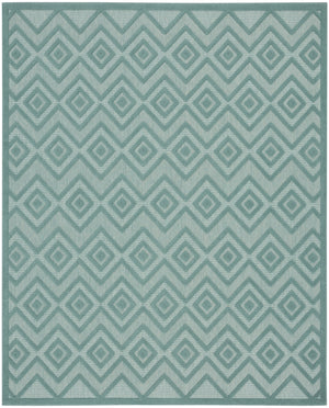 Homeroots 7' X 10' Aqua Geometric Flatweave Area Rug  Polypropylene 522105