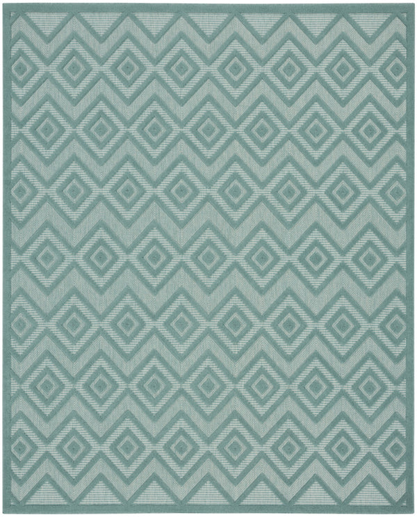 Homeroots 7' X 10' Aqua Geometric Flatweave Area Rug  Polypropylene 522105