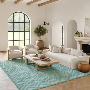 HomeRoots 7' Aqua Indoor Outdoor Area Rug - Durable, Stylish, Soft Textured Surface for Patios and Living Spaces 8' X 10' 522107