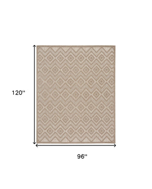 Homeroots 8' X 10' Beige Geometric Flatweave Area Rug  Polypropylene 522108