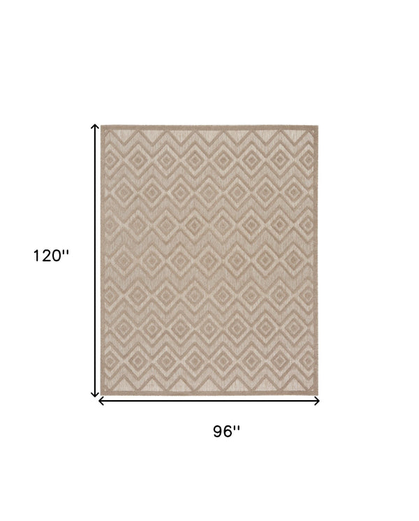 Homeroots 8' X 10' Beige Geometric Flatweave Area Rug  Polypropylene 522108