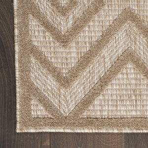 HomeRoots 8' X 10' Durable Indoor Outdoor Area Rug with Modern Geometric Pattern for Stylish Spaces Beige 522108