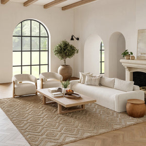 HomeRoots 8' X 10' Durable Indoor Outdoor Area Rug with Modern Geometric Pattern for Stylish Spaces Beige 522108