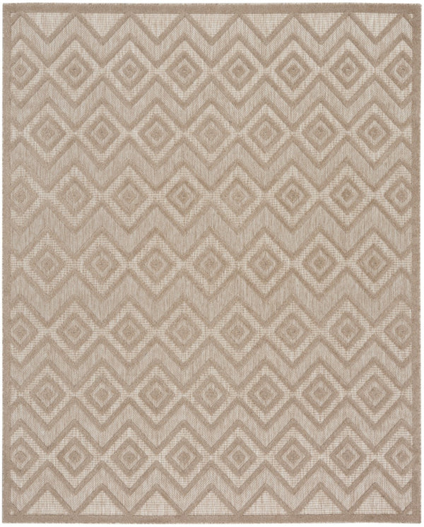HomeRoots 8' X 10' Durable Indoor Outdoor Area Rug with Modern Geometric Pattern for Stylish Spaces Beige 522108