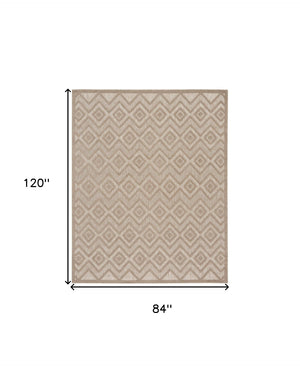 HomeRoots 7' Beige Indoor Outdoor Area Rug – Durable, Water-Resistant Flatwoven Design for Timeless Style 522110