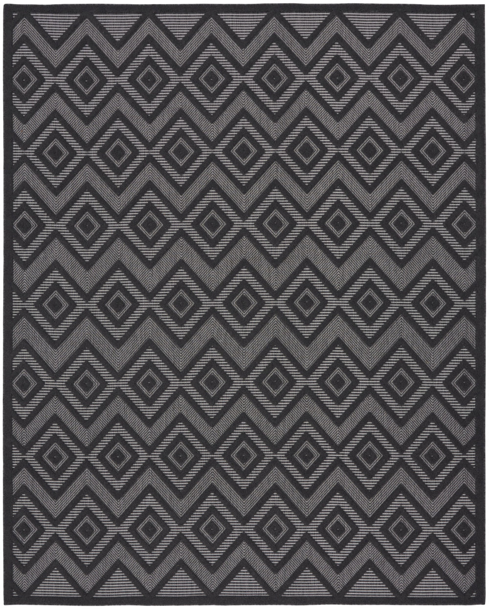 Homeroots 8' X 10' Black Geometric Flatweave Area Rug  Polypropylene 522112
