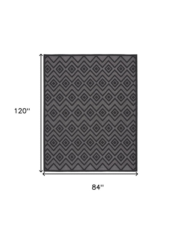 HomeRoots 8' Black Indoor Outdoor Area Rug - Durable, Soft, Water-Resistant Design for Modern Spaces & Easy Care 7' X 10' 522113