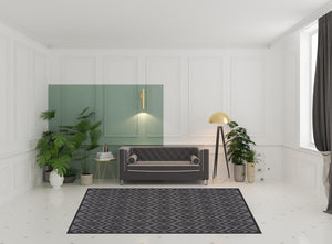 Homeroots 7' X 10' Black Geometric Flatweave Area Rug  Polypropylene 522113