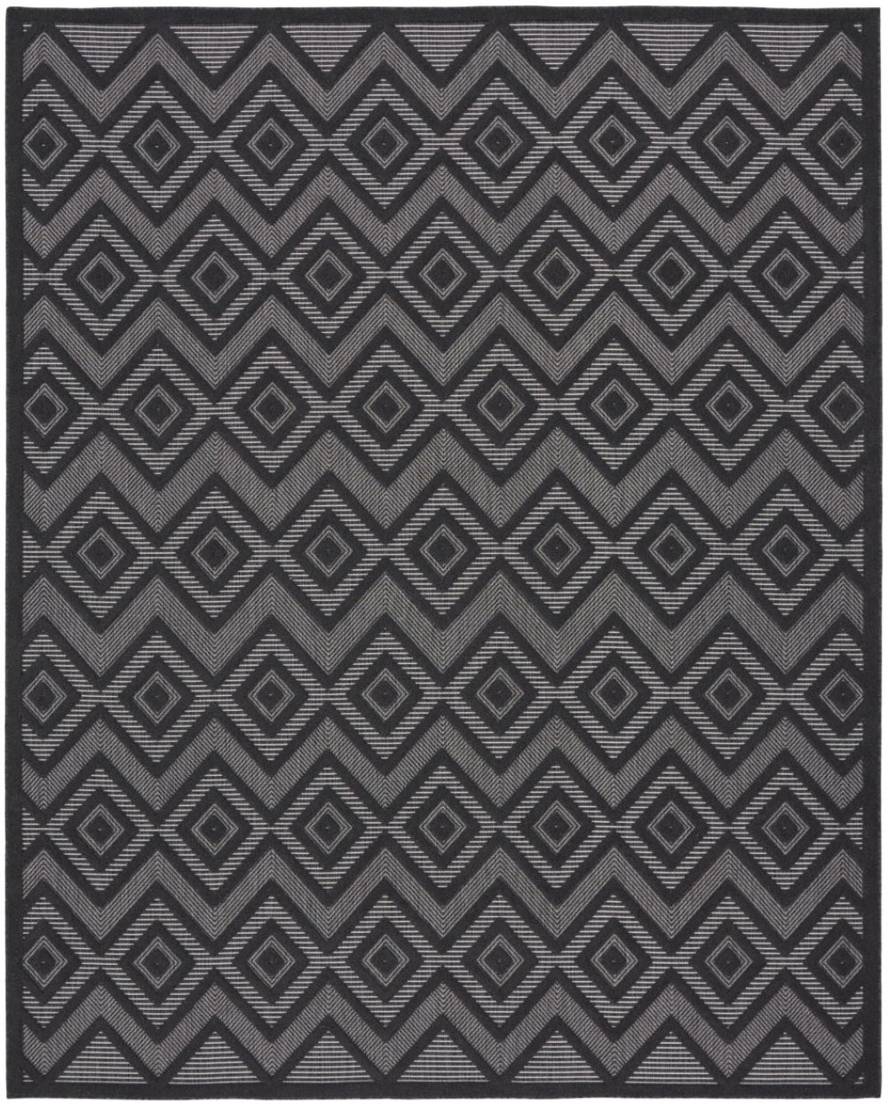 HomeRoots 8' Black Indoor Outdoor Area Rug - Durable, Soft, Water-Resistant Design for Modern Spaces & Easy Care 7' X 10' 522113