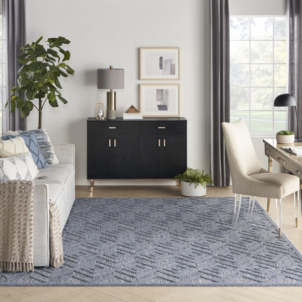 Homeroots 8' X 10' Blue Geometric Flatweave Area Rug  Polypropylene 522114