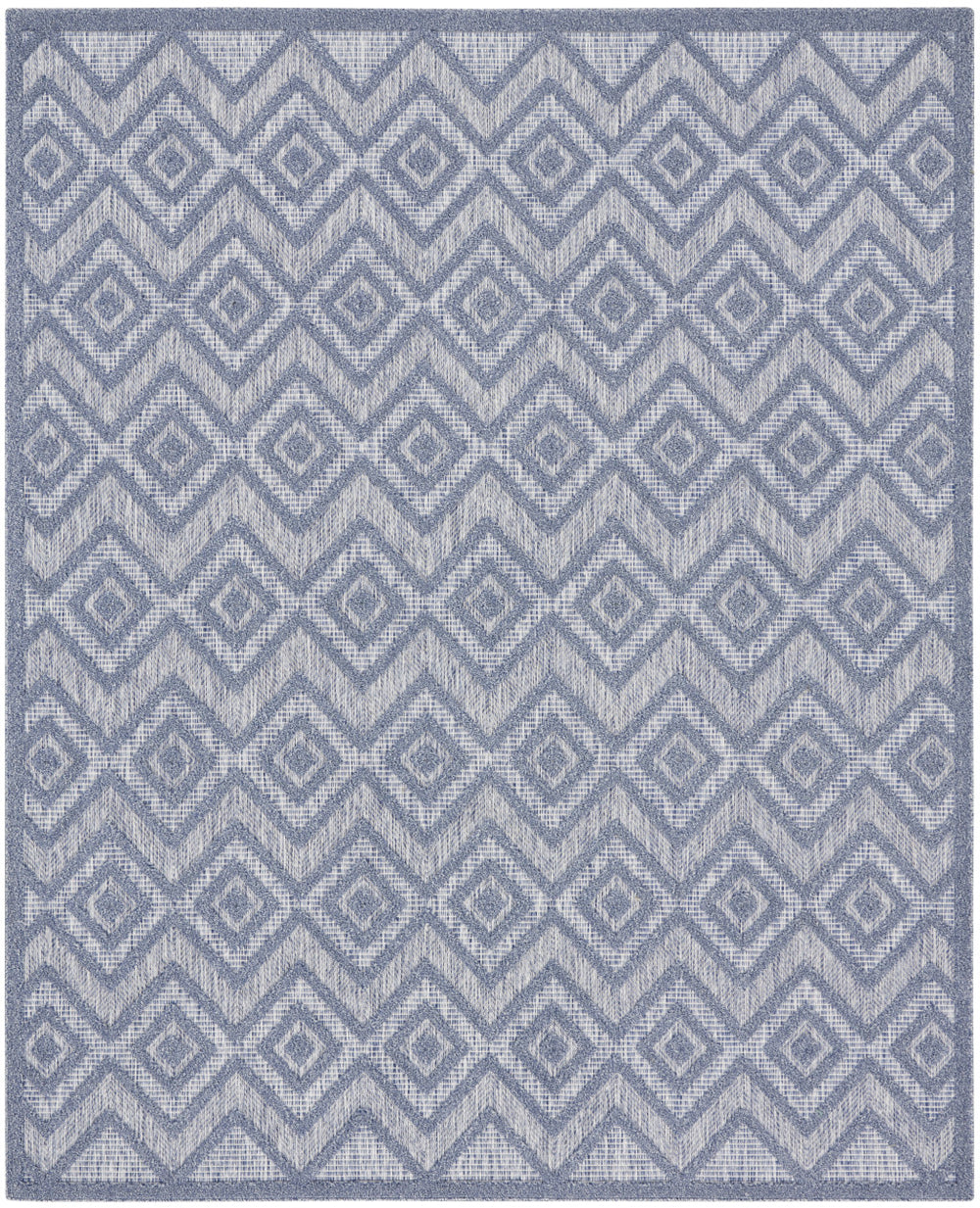 Homeroots 7' X 10' Blue Geometric Flatweave Area Rug  Polypropylene 522115