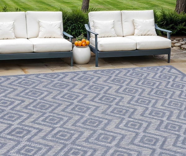 HomeRoots 9' X 12' Denim Blue Indoor Outdoor Area Rug - Stylish, Durable & Versatile for Any Space Use! 522116