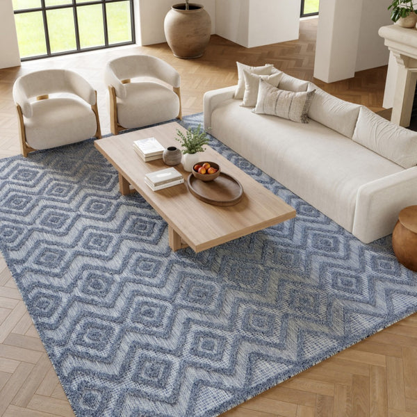 HomeRoots 9' X 12' Denim Blue Indoor Outdoor Area Rug - Stylish, Durable & Versatile for Any Space Use! 522116
