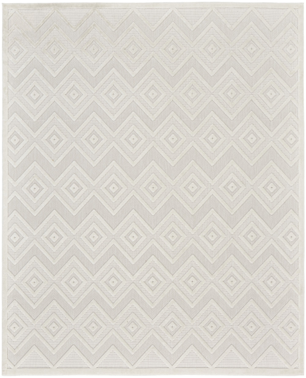Homeroots 7' X 10' Ivory And White Indoor Outdoor Area Rug  Polypropylene 522117