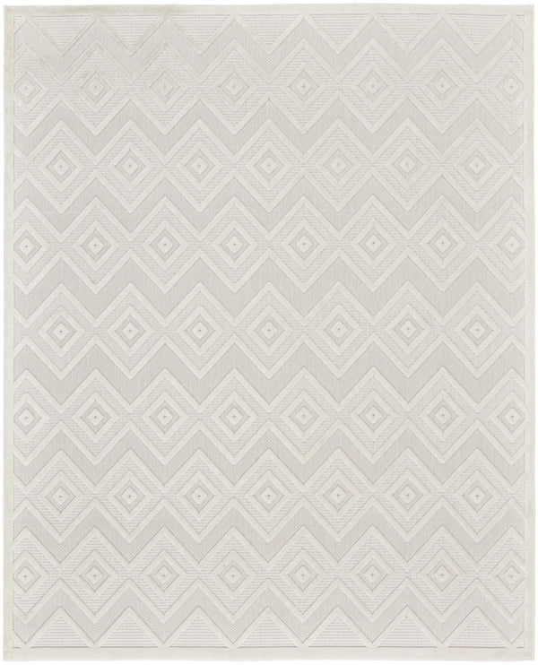Homeroots 8' X 10' Cream Geometric Flatweave Area Rug  Polypropylene 522119
